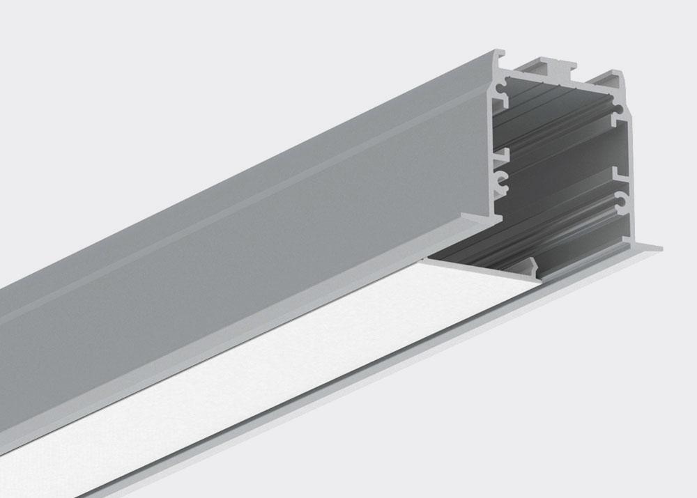 Recessed LED linear system with aluminium extrusion and acrylic lens