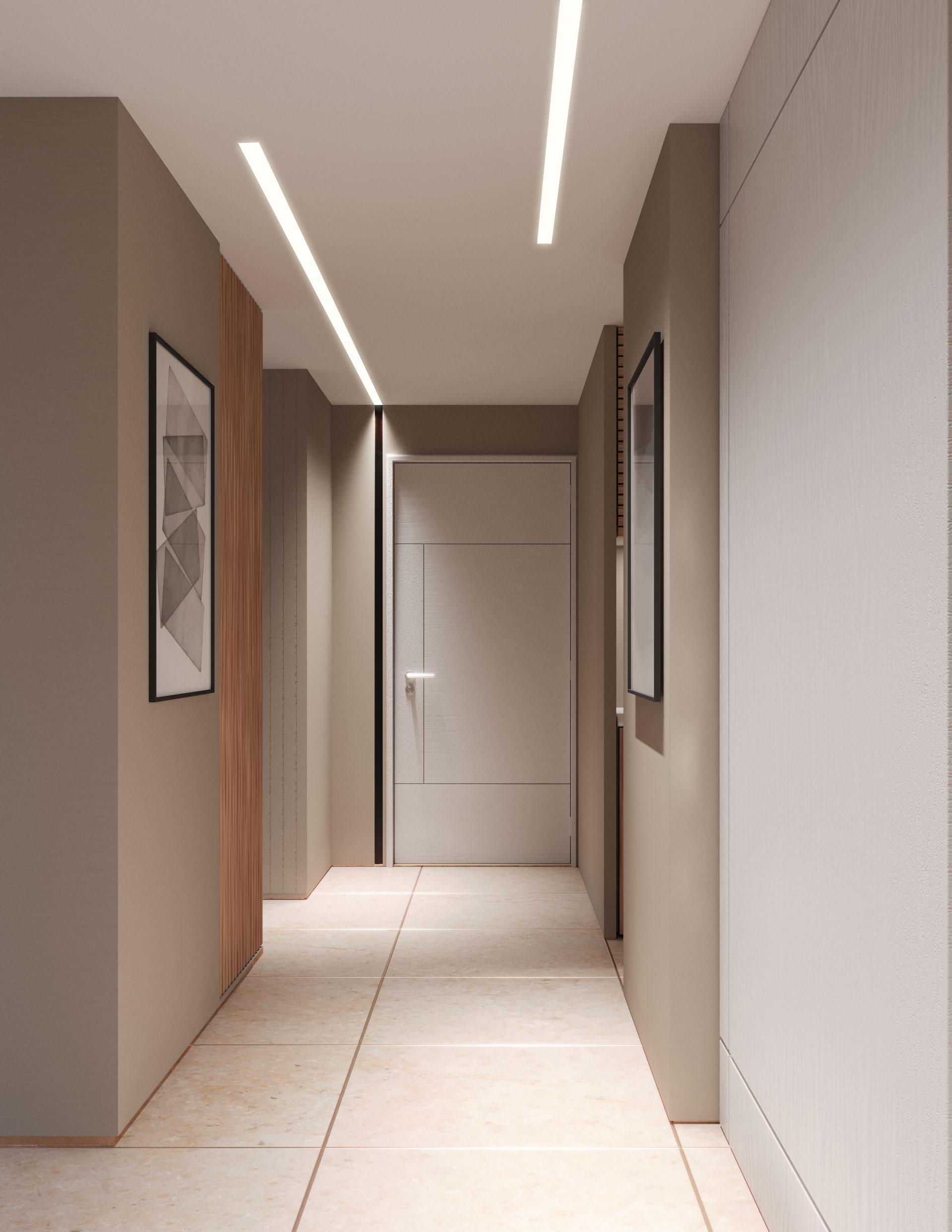 Recessed ceiling light in the hall